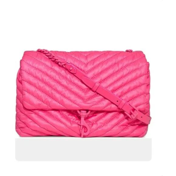 Rebecca Minkoff Quilted Nylon Crossbody Bag - Acid Pink - Picture 1 of 8